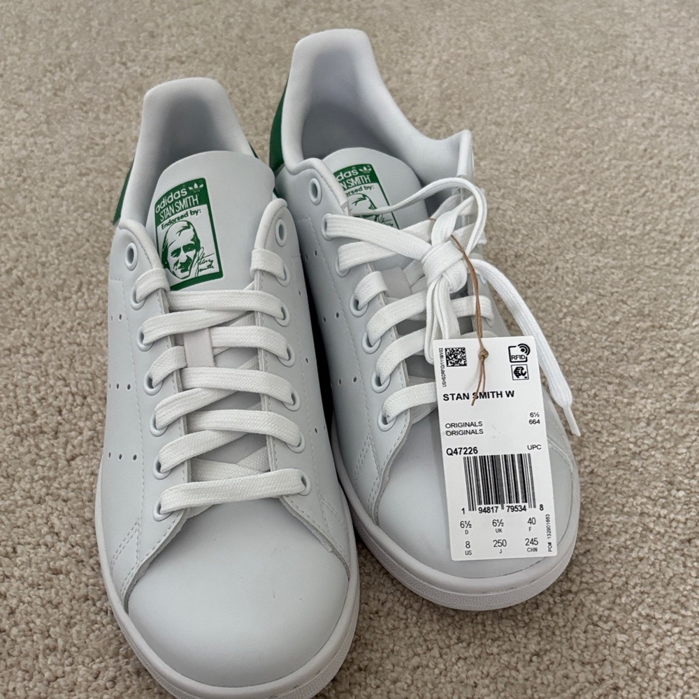 Adidas Women's White and Green Sneakers - Picture 3 of 3